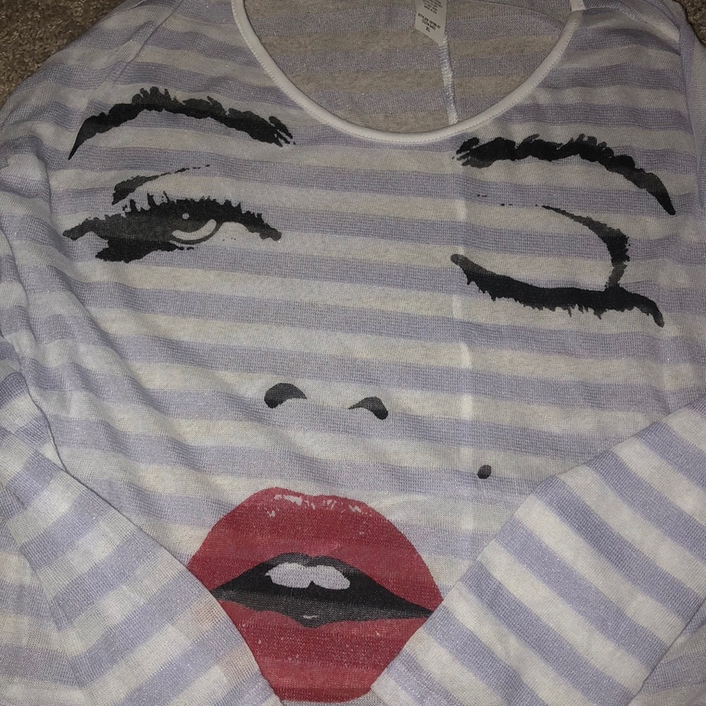 Winking crop top sheer super cute white & purple